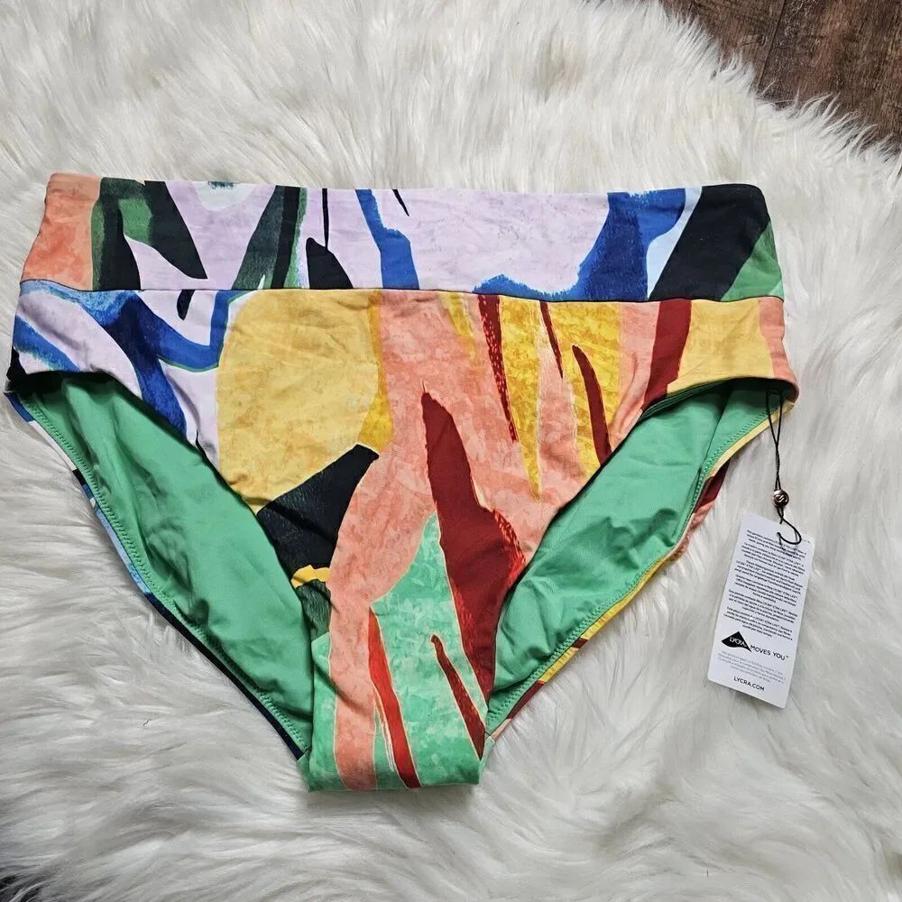 Calia by Carrie Underwood Wide Band Bikini Swim Bottom Size 1X Multi Lycra NEW